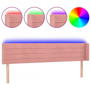 Cabecero con LED de terciopelo rosa 163x16x78/88 cm H