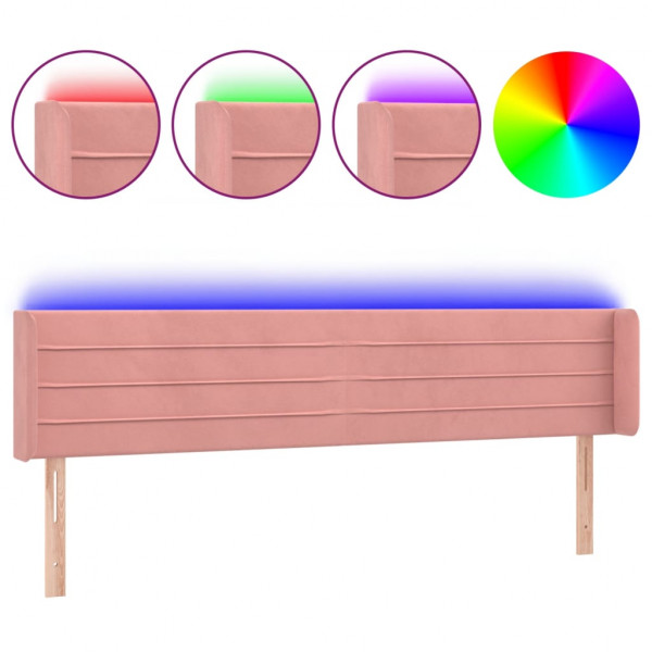 Cabecero con LED de terciopelo rosa 163x16x78/88 cm M 2