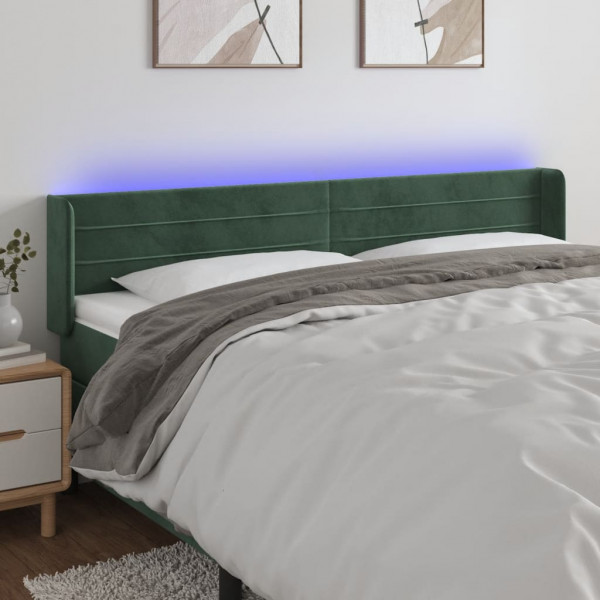 Cabecero con LED de terciopelo verde oscuro 203x16x78/88 cm D