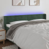 Cabeceira cama c/ luzes LED veludo 203x16x78/88 cm verde-escuro 1