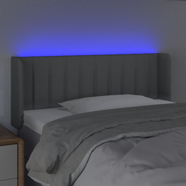 Cabeceira de cama c/ luzes LED tecido 83x16x78/88cm cinza-claro M 4