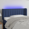 Cabeceira de cama c/ luzes LED tecido 83x16x78/88 cm azul 1