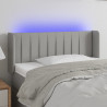 Cabeceira de cama c/ luzes LED tecido 93x16x78/88cm cinza-claro 1
