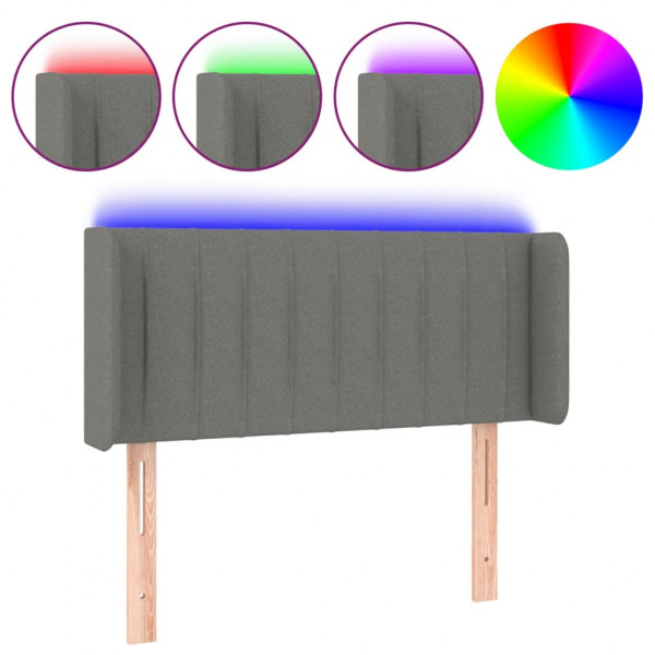 Cabecero con LED de tela gris oscuro 103x16x78/88 cm M 2