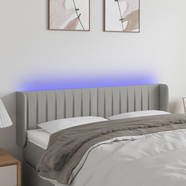 Cabecero con LED de tela gris claro 147x16x78/88 cm D