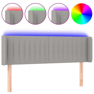 Cabecero con LED de tela gris claro 147x16x78/88 cm H