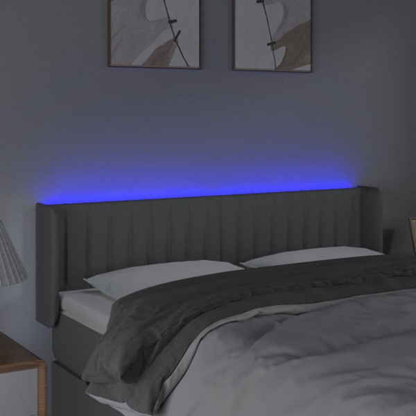 Cabeceira cama c/ luzes LED tecido 147x16x78/88 cm cinza-claro M 4
