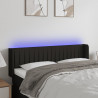 Cabeceira de cama c/ luzes LED tecido 147x16x78/88 cm preto 1