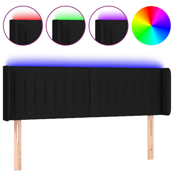 Cabeceira de cama c/ luzes LED tecido 147x16x78/88 cm preto M 2