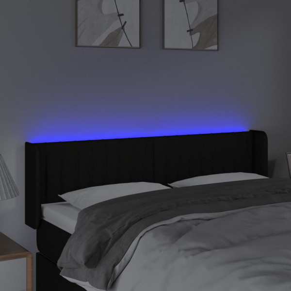 Cabeceira de cama c/ luzes LED tecido 147x16x78/88 cm preto M 4