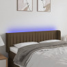 Cabecero con LED de tela marrón oscuro 147x16x78/88 cm 1