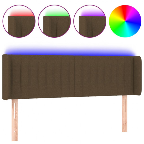 Cabeceira de cama c/ luzes LED tecido 147x16x78/88 cm castanho M 2