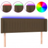 Cabeceira de cama c/ luzes LED tecido 147x16x78/88 cm castanho 2
