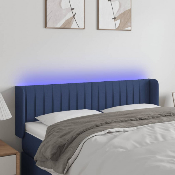 Cabecero con LED de tela azul 147x16x78/88 cm D