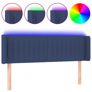 Cabecero con LED de tela azul 147x16x78/88 cm H