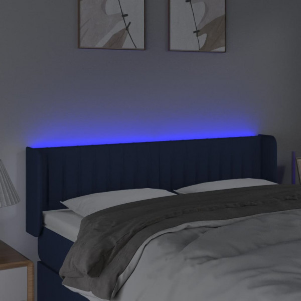Cabecero con LED de tela azul 147x16x78/88 cm M 4