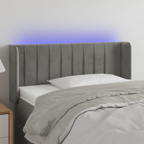 Cabecero con LED de terciopelo gris claro 93x16x78/88 cm D