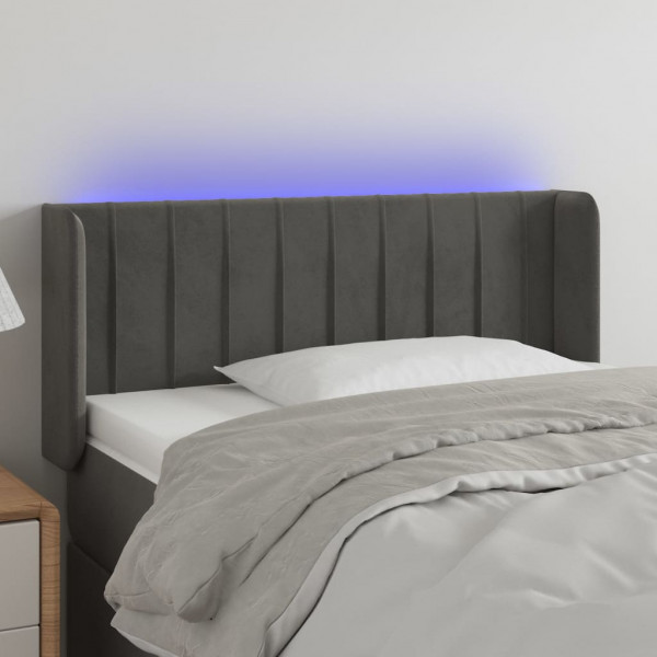 Cabecero con LED de terciopelo gris oscuro 93x16x78/88 cm D