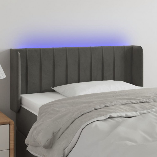 Cabecero con LED de terciopelo gris oscuro 103x16x78/88 cm D