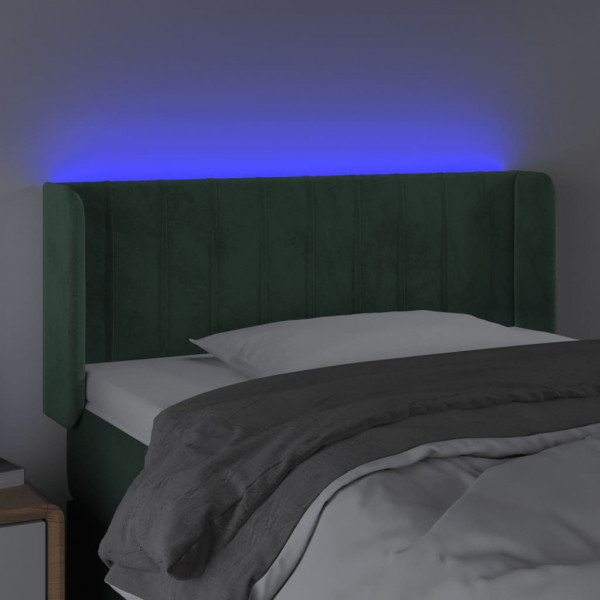 Cabeceira cama c/ luzes LED veludo 103x16x78/88 cm verde-escuro M 4