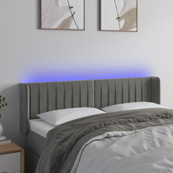Cabecero con LED de terciopelo gris claro 147x16x78/88 cm D