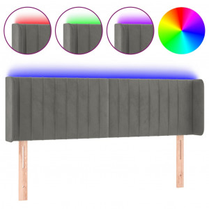 Cabeceira cama c/ luzes LED veludo 147x16x78/88 cm cinza-claro H