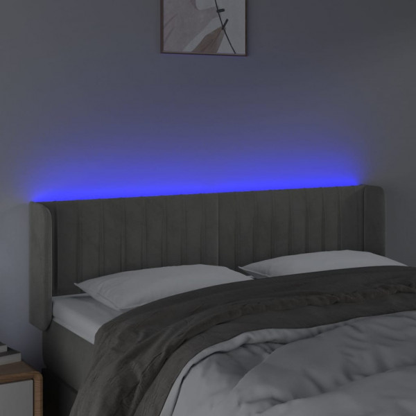 Cabecero con LED de terciopelo gris claro 147x16x78/88 cm M 4