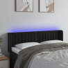 Cabeceira de cama c/ luzes LED veludo 147x16x78/88 cm preto 1