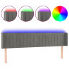 Cabeceira cama c/ luzes LED veludo 203x16x78/88 cm cinza-claro 2