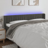 Cabecero con LED de terciopelo gris oscuro 203x16x78/88 cm 1