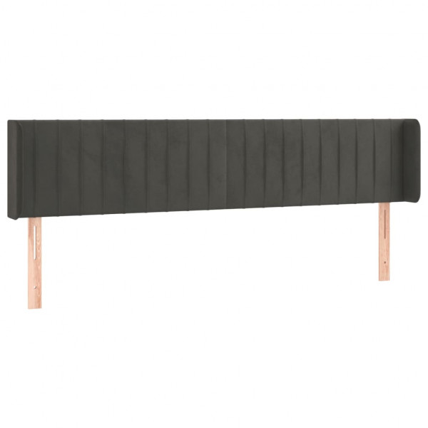 Cabeceira cama c/ luzes LED veludo 203x16x78/88cm cinza-escuro M 3