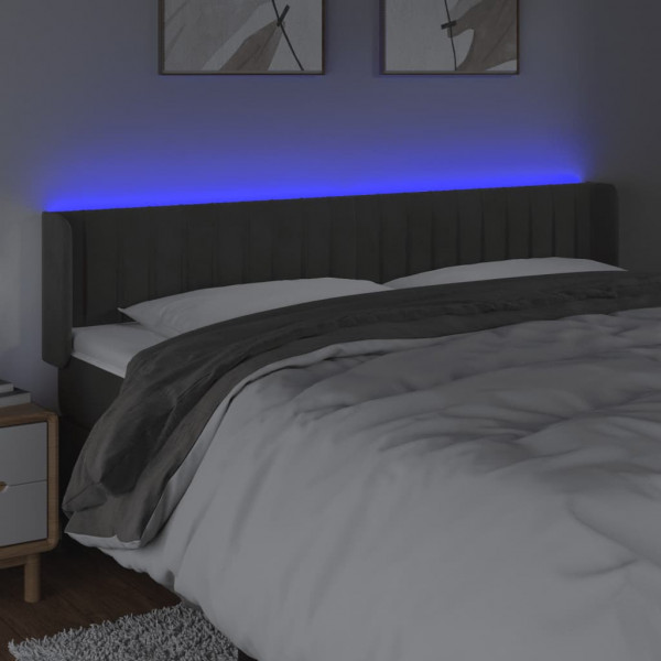 Cabecero con LED de terciopelo gris oscuro 203x16x78/88 cm M 4