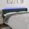 Cabeceira cama c/ luzes LED veludo 203x16x78/88 cm verde-escuro 1