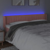 Cabeceira de cama c/ luzes LED veludo 203x16x78/88 cm rosa 4