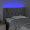 Cabeceira de cama c/ luzes LED tecido 83x16x78/88cm cinza-claro 4