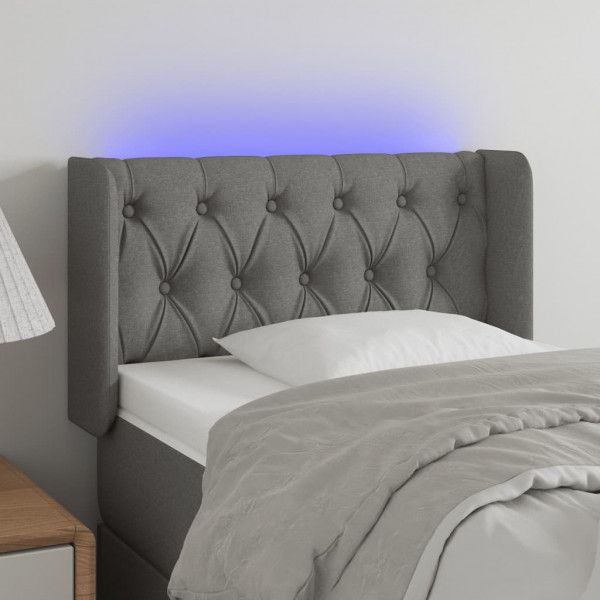 Cabecero con LED de tela gris oscuro 83x16x78/88 cm D