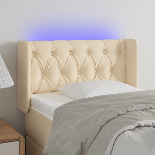 Cabecero con LED de tela crema 83x16x78/88 cm D