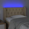 Cabeceira de cama c/ luzes LED tecido 83x16x78/88 cm cor creme 4