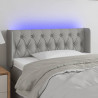 Cabeceira de cama c/ luzes LED tecido 93x16x78/88cm cinza-claro 1