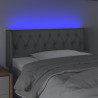 Cabeceira de cama c/ luzes LED tecido 93x16x78/88cm cinza-claro 4