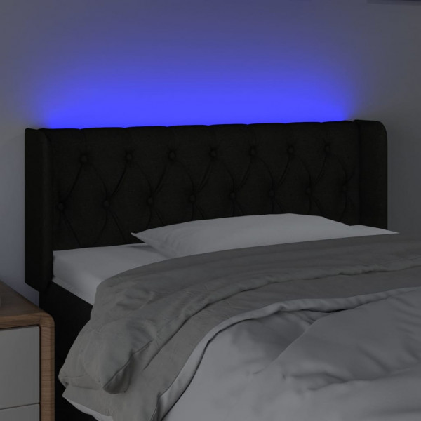 Cabecero con LED de tela negro 103x16x78/88 cm M 4