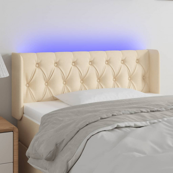 Cabecero con LED de tela crema 103x16x78/88 cm D