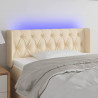 Cabeceira de cama c/ luzes LED tecido 103x16x78/88 cm cor creme 1