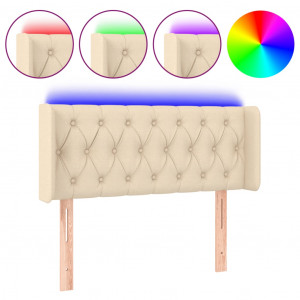 Cabecero con LED de tela crema 103x16x78/88 cm H