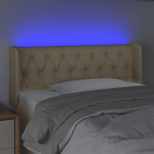Cabecero con LED de tela crema 103x16x78/88 cm M 4