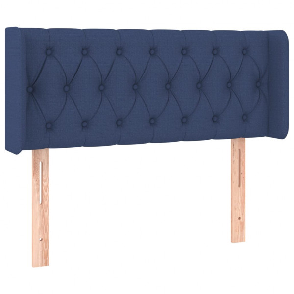 Cabeceira de cama c/ luzes LED tecido 103x16x78/88 cm azul M 3