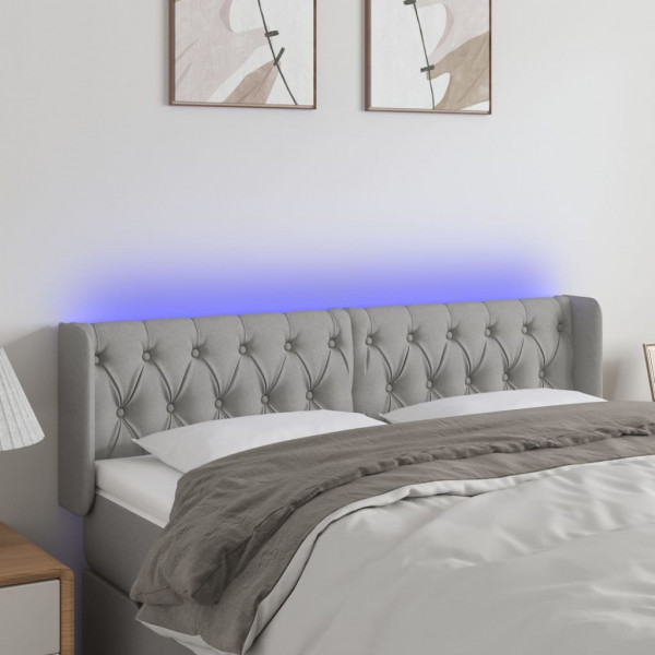 Cabecero con LED de tela gris claro 147x16x78/88 cm D