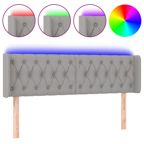 Cabecero con LED de tela gris claro 147x16x78/88 cm M 2