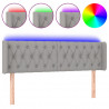 Cabeceira cama c/ luzes LED tecido 147x16x78/88 cm cinza-claro 2