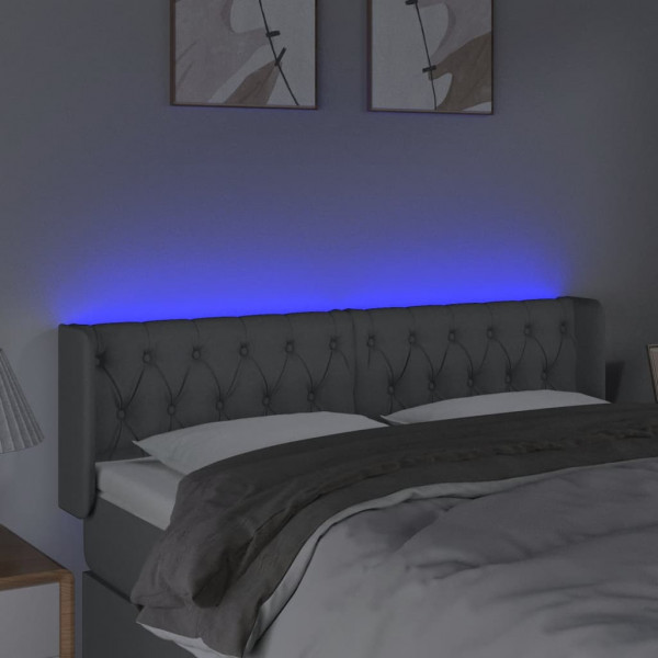 Cabeceira cama c/ luzes LED tecido 147x16x78/88 cm cinza-claro M 4